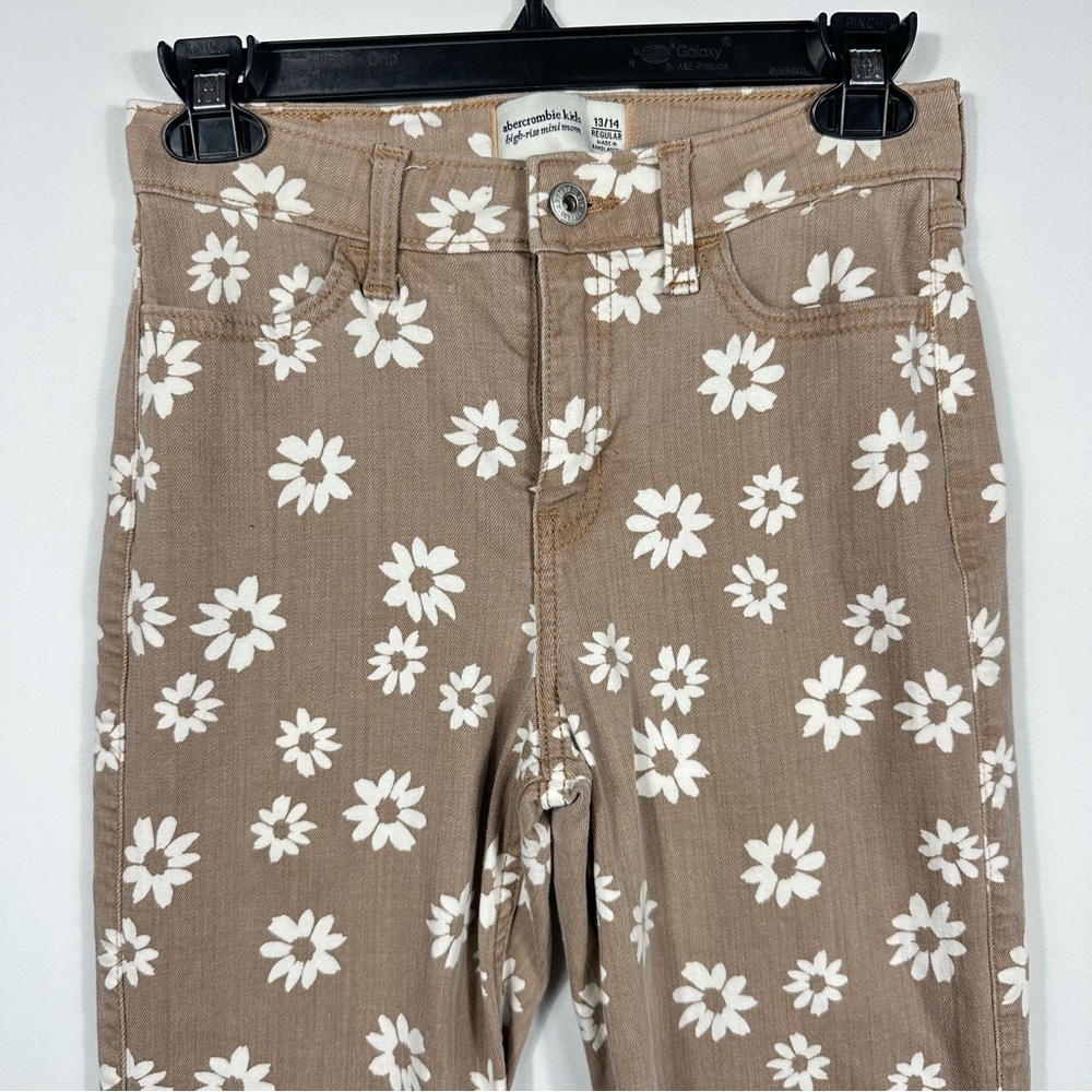 Abercrombie & Fitch Kids High Rise Mini mom Brown Floral Jeans Size 13/14 - Picture 2 of 8